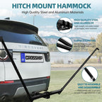 Hitch Mount Hammock Stand - Includes Parachute Nylon Hammock & Storage Bag - for 2'' Receiver, Fits Class III & IV Heavy Duty Trucks, for Camping, Outdoor, Travel (350lbs Weight Capacity)