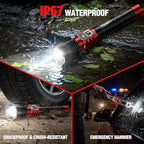 WdtPro Rechargeable LED Flashlights High Lumens, Super Bright 90000LM Rechargeable Flashlight with LCD Display, 5 Modes & Waterproof Powerful 10000mAh 30H Flashlight for Camping Emergency Red