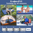 Elegear CumbreX™ Self Inflating Sleeping Pad, Built-in Electric Pump 3.15" Ultra-Thick Memory Foam Camping Mattress Pad with Pillow Double Sleeping Pad for Camping R-value 9.5 Foam Camp Pad for Travel