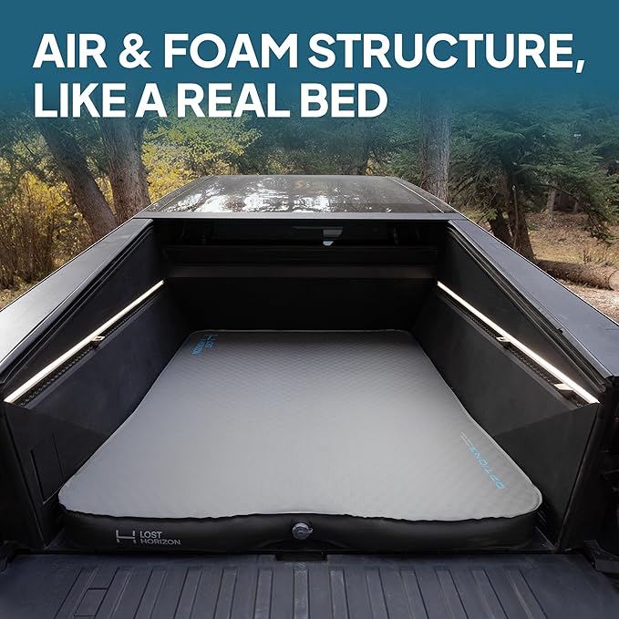 LOSTHORIZON Camping Air Mattress with Foam for Tesla CyberTruck, Self Inflating Sleeping Pad, 4.5" Thick, with Air Pump