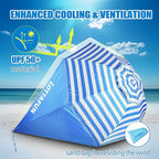 Beach Shelter Umbrella Premiere UPF 50+ Umbrella Shelter for Sun and Rain Protection for Adult (10-Foot,Blue Stripe)