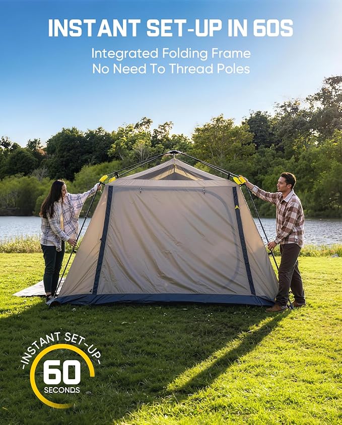 FanttikOutdoor Zeta C8/C10 Apex Camping Tent, 8/10 Person Instant Cabin Tent Setup in 60s, Family Tent with Carry Bag for Family Camping & Hiking, Waterproof, Upgraded Ventilation