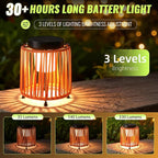 Solar Lanterns Outdoor Waterproof IP54, Handwoven Wicker Outdoor Table Lamps Portable Rechargeable with 30H+ Runtime, Dual USB-C/Solar Charging, 3 Brightness Levels, Orange