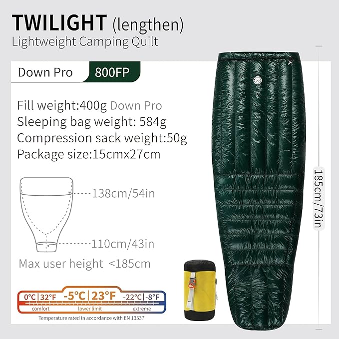 AEGISMAX WIND HARD Twilight 0 Degree 800FP Down Sleeping Bag Ultralight Outdoor Camping Hiking Sleeping Bag for Men & Women