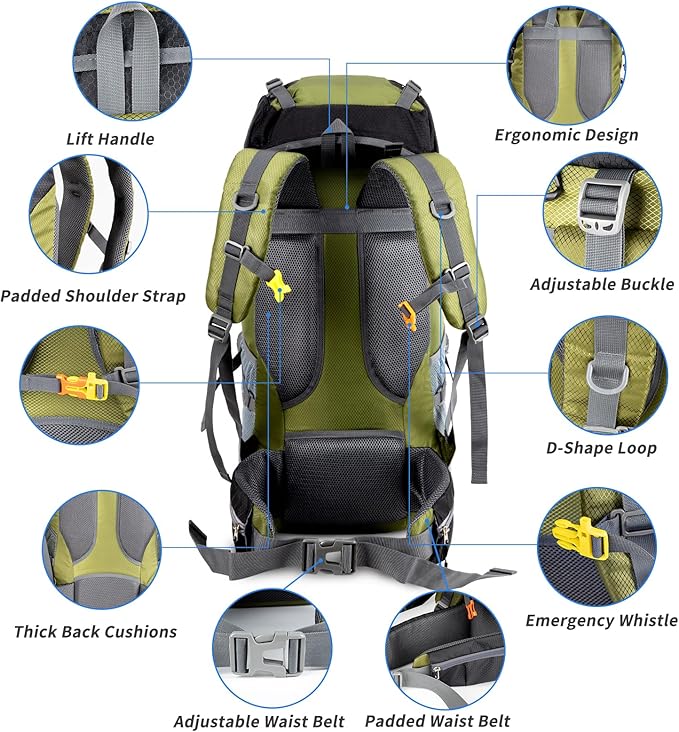 Night Cat Hiking Backpacks 90L Camping Backpacking Packs for Men Women Lightweight Outdoor for Mountaineering Traveling, No Internal Frame