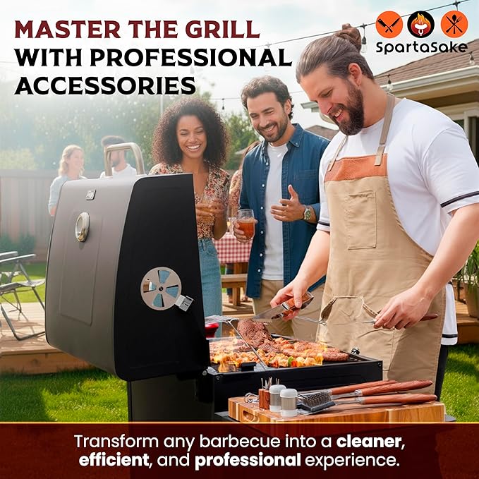 SpartaSake Premium Stainless Steel BBQ Grilling Accessories with Steel Handles - Barbecue Gill Accessories Set for Blackstone Griddle - Outdoor Camping Grill Set for BBQ for Dad Men Women (24-Pack)