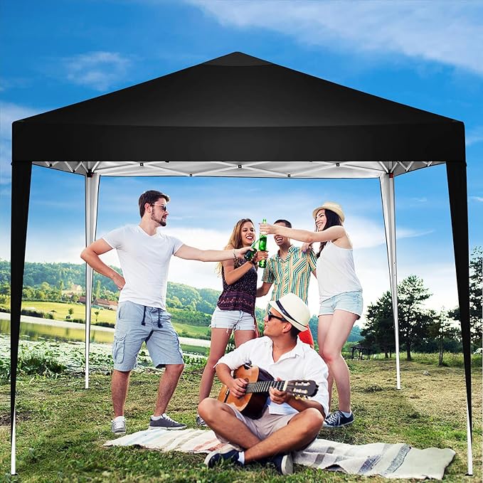COBIZI Canopy 10x10 Pop Up Canopy Tent Party Tents for Parties Weddings Backyard Waterproof Canopy Outdoor Commercial Canopy Event Tent with Stakes, Ropes, Sandbags, Black