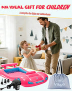 Vikua Inflatable Toddler Travel Bed with Safety Bumpers & Quick-Inflating Pump, Portable Blow Up Air Mattress for Kids with Carry Bag, for Home, Travel, Camping, Sleepovers, 330lbs Support (Pink)