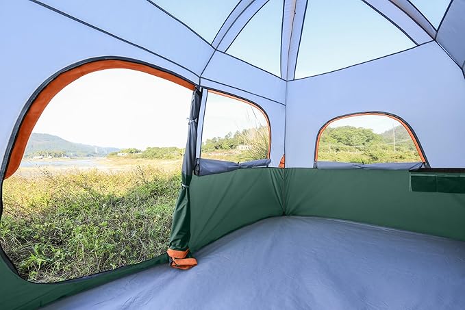 CAMPROS CP Upgraded 6/8 Person Camping Tents, Waterproof Windproof Family Tent with Larger Mesh Windows & Door, Double Layer, Easy Set Up, All-Season Dome Tent with Top Rainfly & Carry Bag