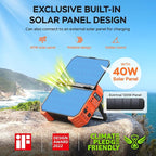 BLAVOR Portable Power Station with 120W Solar Panel, 1600W (Peak 3200W) Solar Generator Built-in Solar Panel, 1024Wh LiFePO4 Battery, 100W USB-C Fast Charge