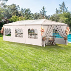 Outdoor Party Tent 10x30 Wedding White Tents for Parties, Heavy Duty Canopy Event Gazebo Shelter with 8 Removable Sidewalls Waterproof Party Wedding BBQ Events