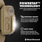 BLACK DIAMOND Storm 450 Headlamp | 450 Lumens Brightness | Waterproof & Dimmable | 3X AAA Battery Operated (Included | Camping, Hiking, Running | Ops Dark Tan