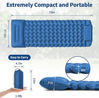 Sleeping Pad for Camping - 4” Thick Inflatable Camping Mat with Built-in Pump & Pillow, Ultralight Self Inflating Camping pad, Backpacking Sleeping Mat for Hiking, Tent, Traveling