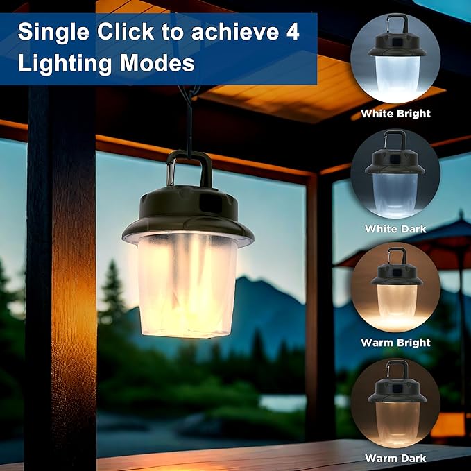 Mini LED Camping Lights for Tent Lights Portable Camping Lantern Rechargeable Outdoor Flashlight Battery Powered,450LM Camp Accessories for Hiking Backpacking Emergency Outage(Green)