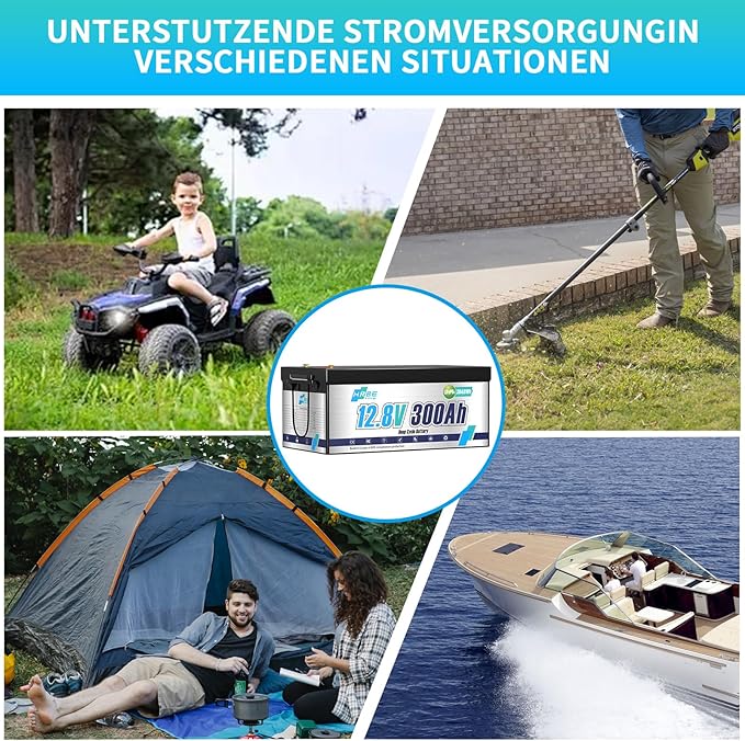 12V 300Ah LiFePO4 Battery, Built-in 200A BMS Lithium Marine Batteries, 5000+ Cycles 3840Wh Lithium Iron Phosphate Goldf cart Battery, Perfect for RV, Solar System, Trolling Motor, Camping