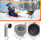 Wood Burning Stove Portable Camping Rocket Stove for Outdoor Cooking Removable Iron Firewood Stove with Grill Rack Charcoal Grill Tent Stoves for Backpacking Hiking (21 in-4 Wok Rings)