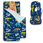 Toddler Nap Mat with Pillow and Minky Blanket, Large 55"x38" Sleeping Bag, Washable, Lightweight, Easy to Roll, Perfect for Preschool, Daycare, Kindergarten, Travel, Boys and Girls-Dinosaur
