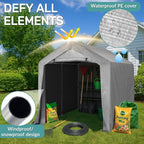 VINGLI Outdoor Portable Storage Shed, Heavy Duty Bike Tent with Roll-up Zipper Door, Waterproof and UV Resistent Carport for Motorcycle, Garden Tools and Firewood (Gray, 8x8x6.7 FT)