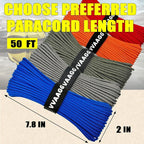 VVAAGG 1000 Blue Paracord Rope, 50ft 12 Strand Parachute Cord for Crafting, DIY Projects, Survival Bracelets, Camping, Tent, Clothsline, Outdoor Hiking, Fishing (Blue, 50FT)