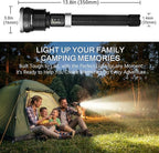 Rechargeable Flashlight 15,000 High Lumens, 120W XHP360 LED Super Bright Tactical Zoomable Flashlights with USB Output, Large Capacity Powered Waterproof Flash Light for Emergencies, Camping, Hunting