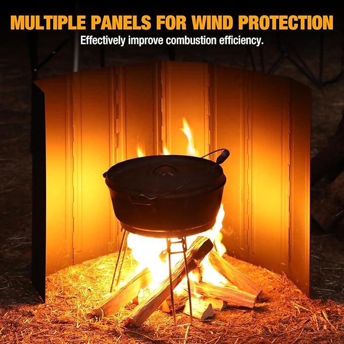 Lineslife 23.6 Inch Extra Tall Camping Stove Windscreen - Heavy Duty 8-Panel Folding Design for Butane Burners and Grills, Camp Stove Windshield for Camping, Hiking, Picnic