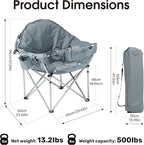 SunSettler Heated Camping Chair, Oversized Heated Outdoor Chairs for Adults with 3 Heat Levels, Portable Folding Padded Chair for Camp, Lawn, Sports (Battery NOT Included) (Grey, Oversized)