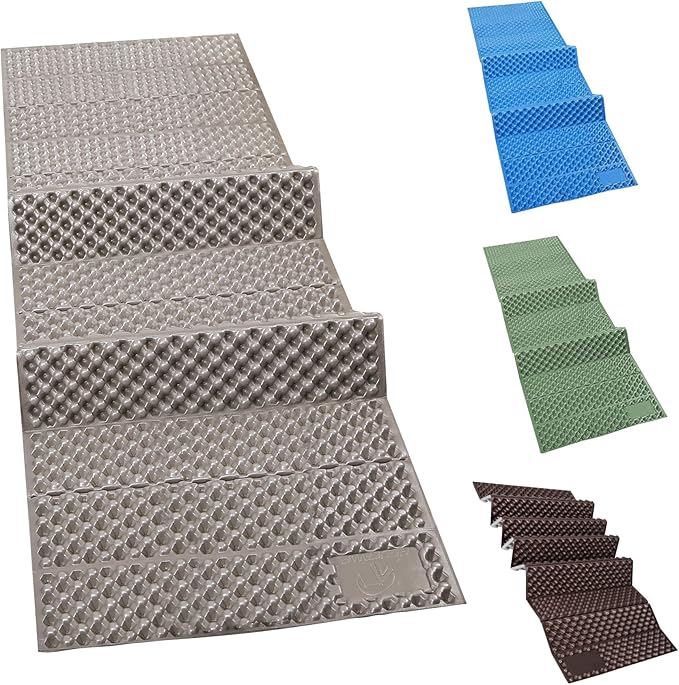 REDCAMP Foldable Foam Camping Pads for Sleeping, Waterproof Closed Cell Foam Camping Sleeping Pad - Ultra-Lightweight for Hiking & Backpacking, R-2.1 Insulated, Royal Blue/Grey/Green/Brown/Khaki