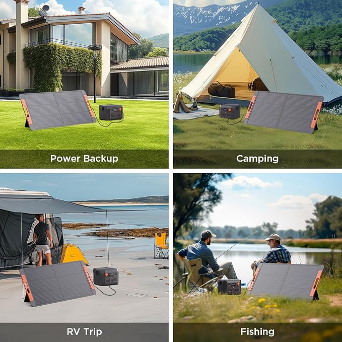 100W Portable Solar Panel with Solar Angle Guide,23.5% Efficiency Foldable Solar Charger for Jackery 300/Ecoflow River/Anker Solix,IP67 Waterproof Offgrid Power for Camping RV Battery Backup