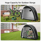 Bike Storage Tent for Outdoor, 2-3 Bike Capacity with Extra Top Space, PU5000 Waterproof 210D Oxford Fabric with Taped Seams, Portable Floor Storage Shed for Bicycle, Motorcycle & Garden Tools, etc