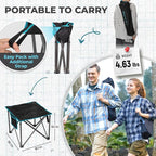 FUNDANGO Oversized Camping Stool for adults, 2 Pack Thick Padded 18.1 Inch Folding Ottoman Foot Rest, 440 Lbs Heavy Duty Outdoor Camp Chairs with Anti-Slip Foots & Carry Bag for Fishing Travel (Black)