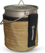 Bestargot Camping Titanium Pot, 750ml Outdoor Cup with Insulation Cup Carrier, Titanium Camping Drinkware, 132g Lightweight and Large Capacity