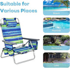Goplus Beach Chair, Folding Backpack Beach Chairs for Adults with 5 Positions, Head Pillow, Cooler Bag, Towel Bar, Cup Holders, Sunbath Sling Tanning Lounge, Foldable Layout Camping Chairs