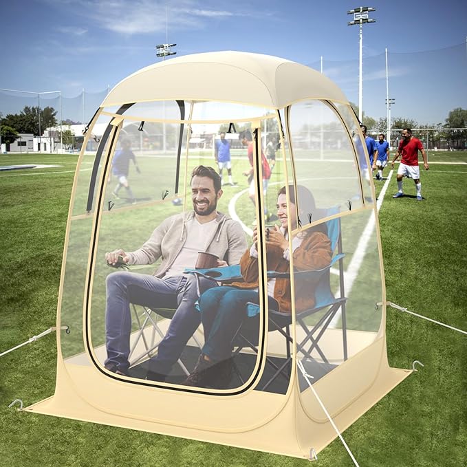 Goplus Sports Tent, Instant Pop up Weatherproof Shelter, Portable & Foldable Outdoor Clear View Bubble Tent w/Carrying Bag, Floor Mat, Watch Sports Events Camping (1-2 Person 4.2 x 4.2 ft)