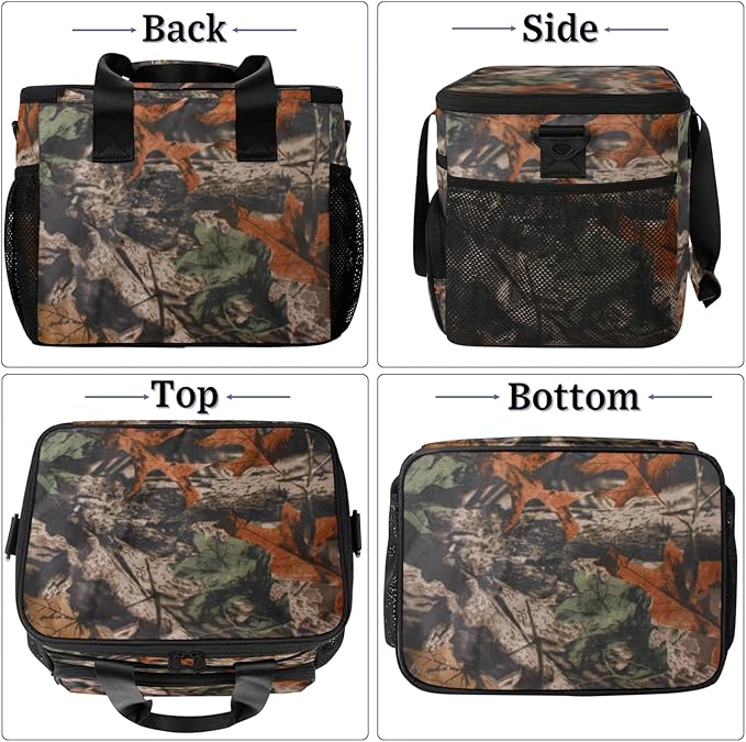 Pardick Soft Cooler Bag Forest Camo Camouflage Insulated Lunch Box for Men & Women, Large Leakproof Lunch Bag Portable Beach Cooler for Work, Picnic, Road Trips,Fishing, Travel, Camping,A-1