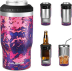 HAUSHOF Can Cooler, 12 oz Slim Can Cooler, 4 in 1 Insulated Beer Can Cooler, Fits for 12 oz Standard Can|12 oz Slim Can|12 oz Beer Bottle, Perfect for Camping, Beach, Picnic