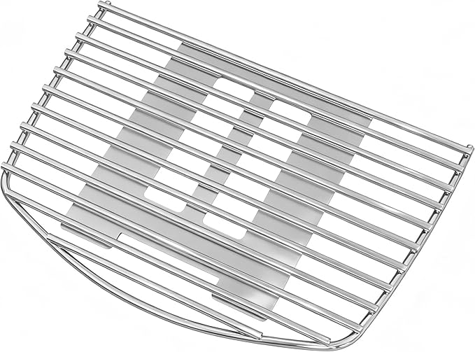 Stainless Steel Cooking Grates for Weber Q100/Q1000 Series, for Q100 Q120 Q140 Q1000 Q1200 Q1400, Replacement BBQ Grill Grate Set (2-Pack) with Grate Clips