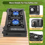 Double Burner Butane Stove, Butane Camping Stove Kit with Carrying Case, Portable Auto Ignition Camping Burner for RV, Apartments, Outdoor