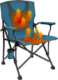 Backyard Expressions Heated Camp Chair with Cupholder – Portable Folding Camping Chair with 3 Heat Settings, USB Powered, Lightweight & Durable – Outdoor Heated Chair for Camping, Tailgating & Sports