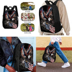 American Flag Eagle Pattern Kids Book Bag Set 3 In 1, 17 Inch Travel Backpack Rucksack Lunch Bags Pencil Case for Women Men