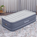 Bestway Air Mattress, TriTech Twin Airbed with Built-in Pump and Storage Bag, Gray