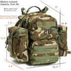Akmax MOLLE II Medium Rucksack Military Tactical Backpack with Detachable Side Pouches & Upgraded Frame for Enhanced Comfort