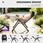 PURPLE LEAF Extra Wide Outdoor Reclining Chair Patio Zero Gravity Chaise Lounge Folding Chair with Quilted Cushion Adjustable Headrest for Lawn Camping Beach Pool Black and Grey