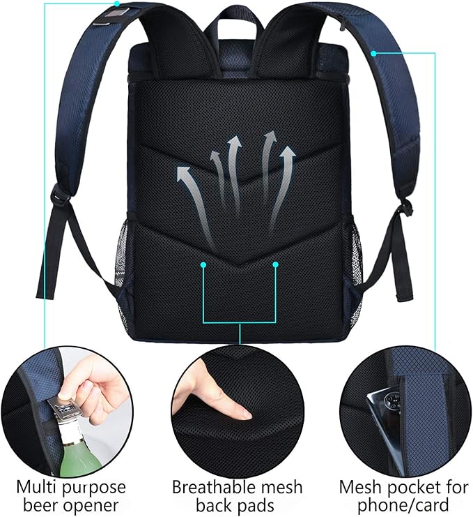 FORICH Soft Cooler Backpack Insulated Waterproof Backpack Cooler Bag Leak Proof Portable Small Cooler Backpacks to Work Lunch Travel Beach Camping Hiking Picnic Fishing Beer for Men Women