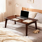 Japanese Floor Table No Assembly Required Bamboo Folding Walnut Coffee Table Bedroom 26x15.8x11.8in Furniture Low Tea Table for Sitting on The Floor Chestnut Large