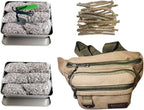 Magnesium Fire Starter Kit with Ferro Rod – Emergency Survival Gear with 12 Bags 99% Pure Magnesium + Waist Bag Waterproof Tin for Camping, Hiking, Bushcraft