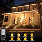 100FT 300 LED Christmas Lights Plug in,Outdoor Indoor Waterproof Fairy Lights with Timer and 8 Modes, Connectable Christmas Tree Lights for Outdoor Indoor Garden Party Decoration(Warm White)