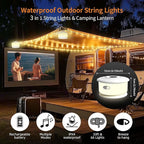 2-Pack Camping String Lights, 3 in 1 Upgraded Retractable RGB Outdoor String Lights with 19 Lighting Modes, Quick 30s Recovery, 32.8 FT Portable Tent Light, Rechargeable Camping Lantern (White)