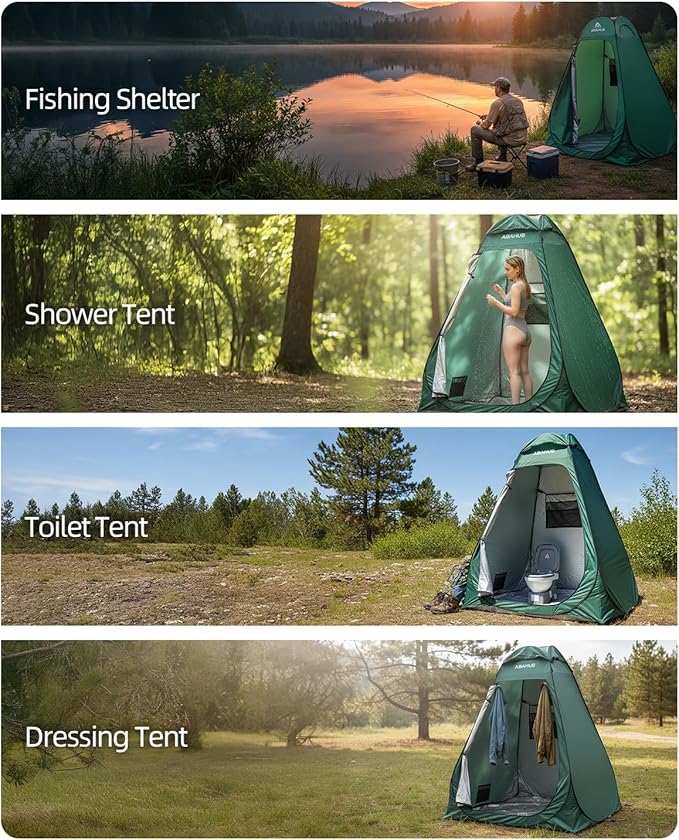 Abahub Pop Up Solar Shower Tent Kit, Portable Instant Privacy Tents with 5 Gallon Solar Shower Bag, Outdoor Changing Room for Camping, Beach