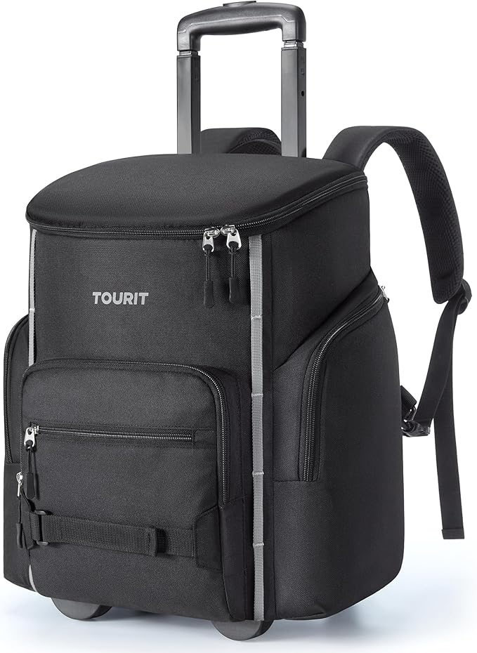 TOURIT Rolling Cooler Backpack: Leakproof Waterproof Insulated 36 Cans Beach Cooler with Wheels and Handle Outdoor Camping Picnic Travel