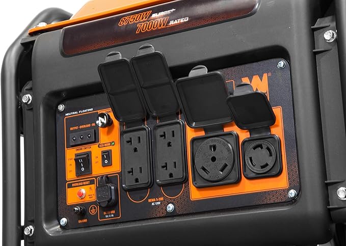 WEN GN875i RV/Transfer-Switch-Ready 8750-Watt Electric Start Open Frame Inverter Generator, Black